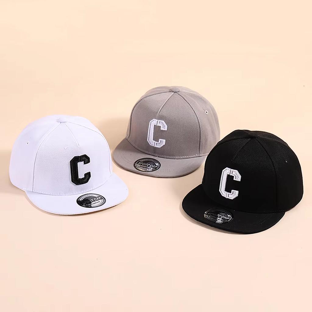 Kids Snapback Cap Embroidered Letter Flat Brim Baseball Hat for Children Boy Girl Solid Color Summer Sun Hats