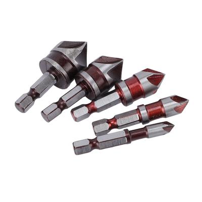 Juego de Brocas Avellanadoras de 5 Flautas de Cobalto M35 de 5 Piezas, Herramienta de Chaflán de 85 Grados 1/4 pulg 3/8 pulg 1/2 pulg 5/8 pulg 3/4 pulg High Car
