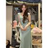 Important Occasion Beautiful Skirt Birthday Dress High-end Light Luxury Niche Unique Super Good-looking Blue Suspender Dress