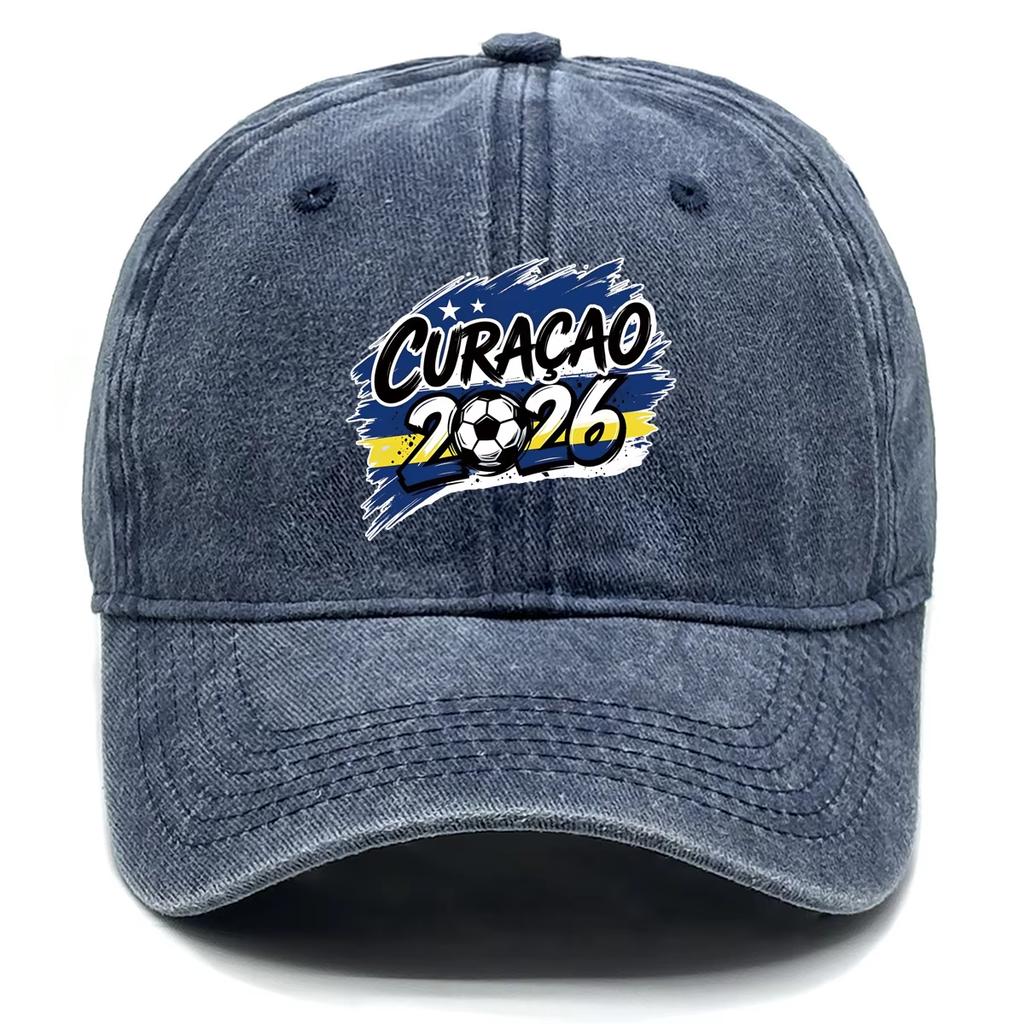 Nieuw Nieuw Unisex Curaçao Voetbal Fan Voetbal Steun Gewassen Baseballpet Verstelbaar Casual Sport Papa Hoed Voor Mannen Vrouwen
