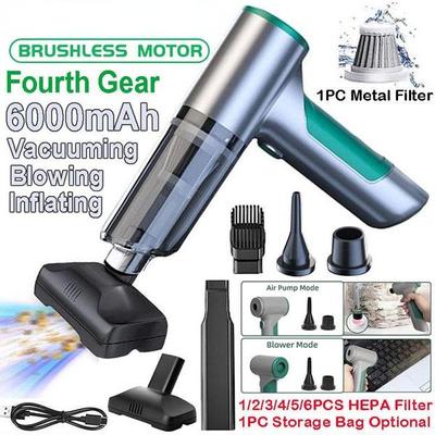 New 3in1 Powerful Wireless Car Vacuum Cleaner 14000PA Multi-function Vacuum/inflatable/brushless Motor 4 Speed Adjustment Portable Household Cleaner