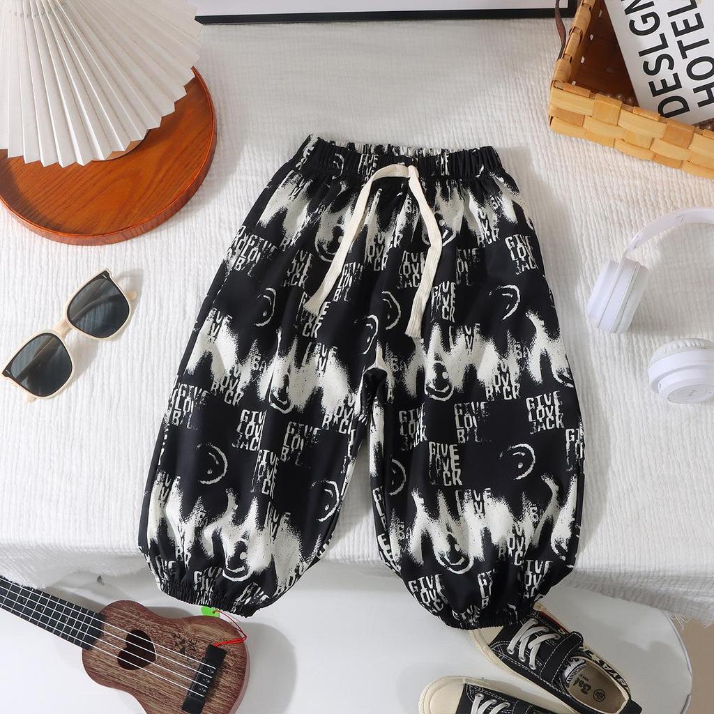 Children Summer Ice Silk Mosquito Proof Trousers Girl Boy Baby Soft Loose High Waisted Casual Pants