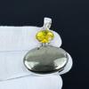Golden Apache Pyrite & Citrine Gemstone Pendant Handmade 925 Sterling Silver Pendant Designer Artisan Jewelry Handmade Pendant Anniversary Gifts