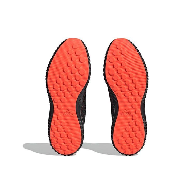 Adidas Alphabounce Comfortable Breathable Mesh Slip-Resistant Durable Lightweight Low-Top Casual Running Shoes Unisex Sneakers Black Orange ID0349