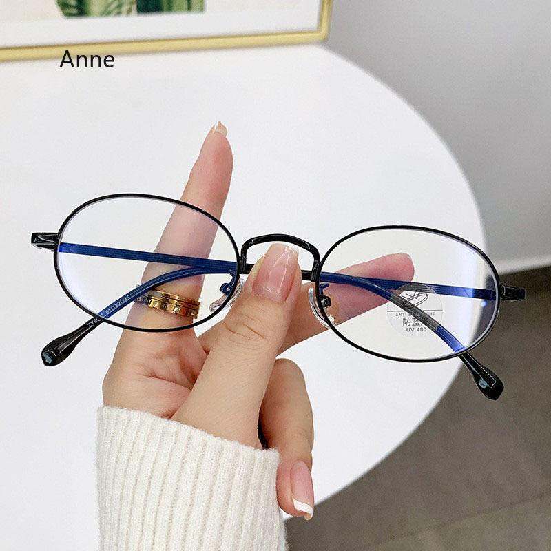 Vintage Anti-Blue Light Glasses Women's Oval Metal Frame  Designer Fashion Y2K Woman Metal Optical Frames Computer Glasses