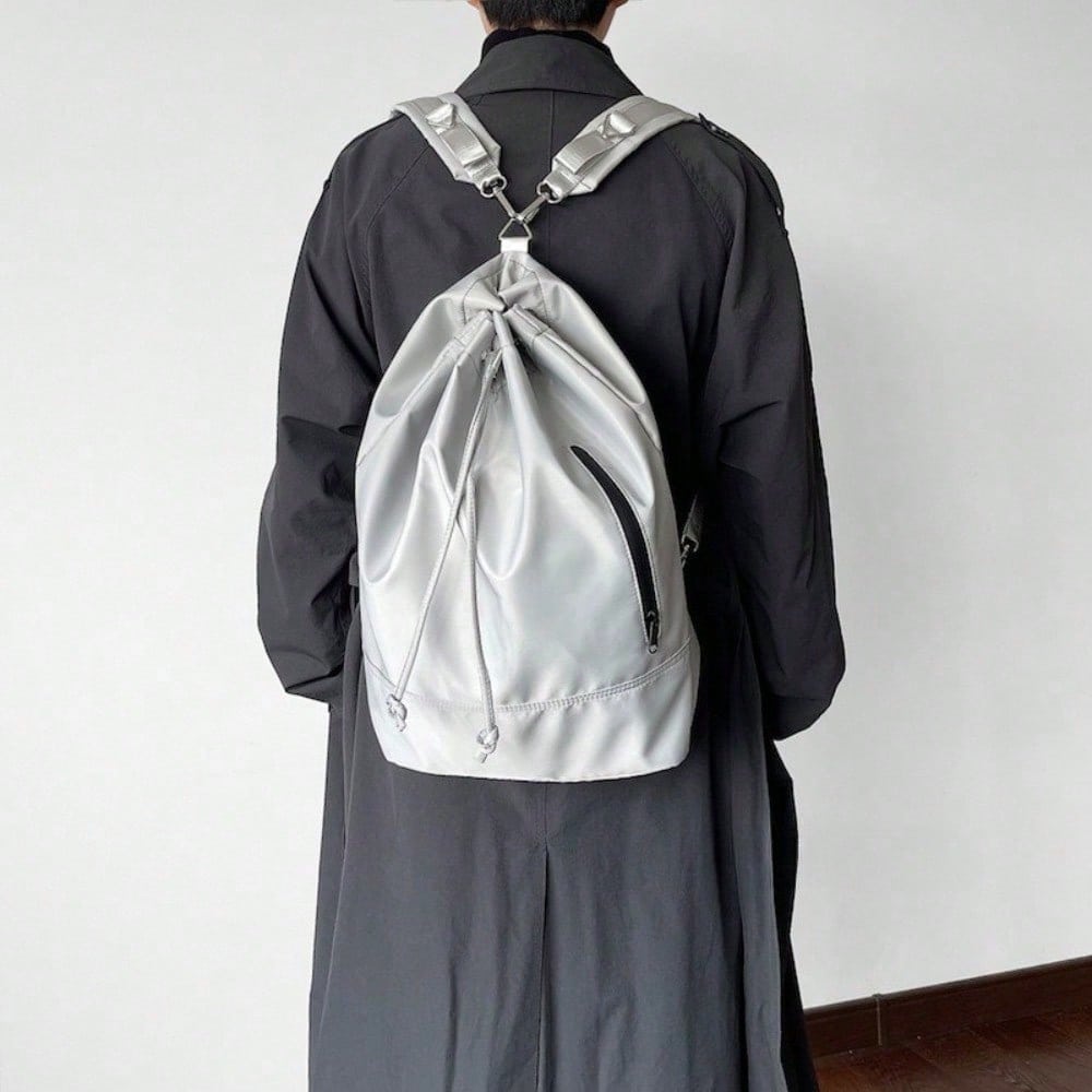 Sacs seaux à une et deux bretelles, Sac à dos minimaliste tendance pour le rangement pour hommes et femmes light grey multicolore