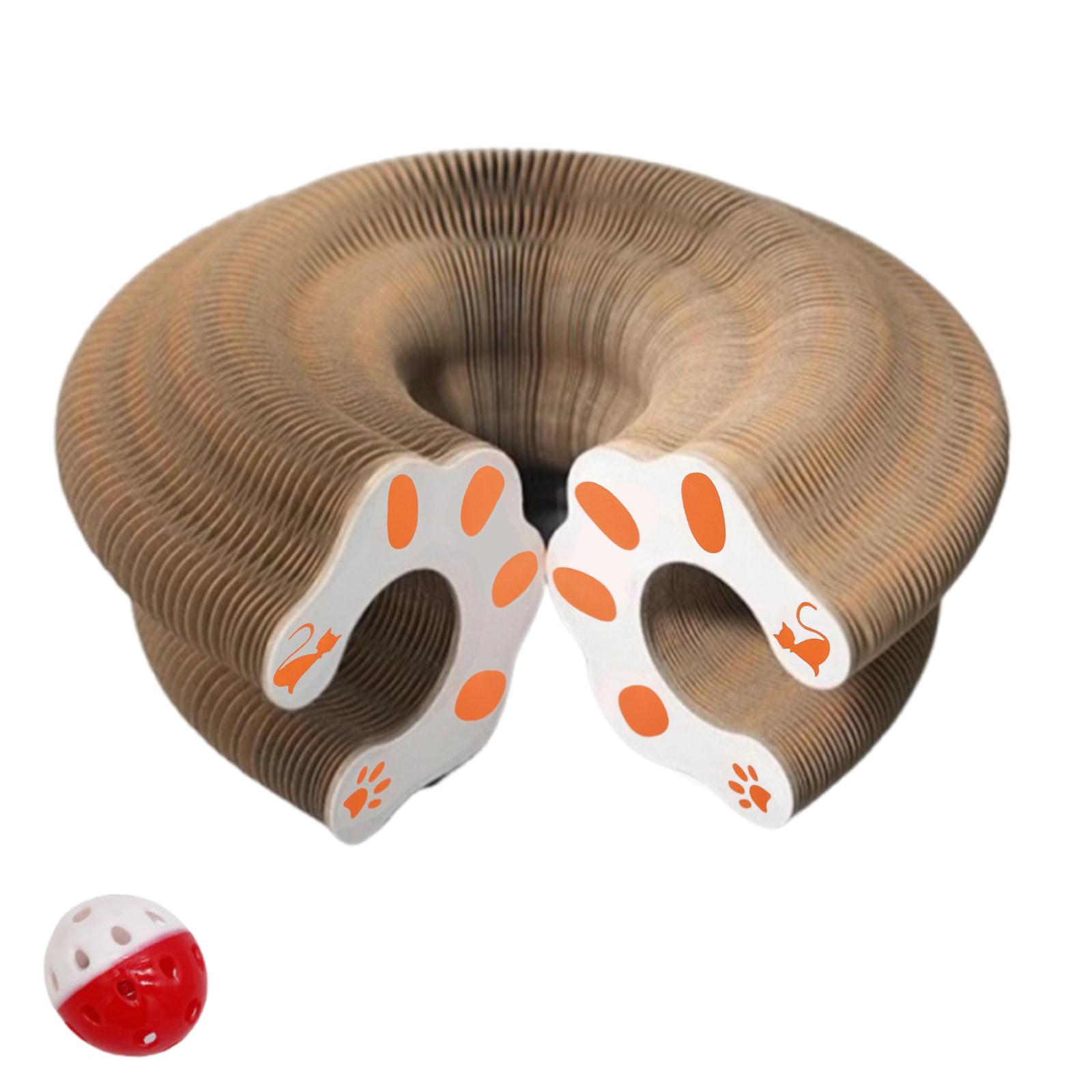 

Foldable Corrugated Paper Accordion Scratching Board W/ Ball Foldable Magic Organ Cat Scratcher Toys for Small Medium Animals