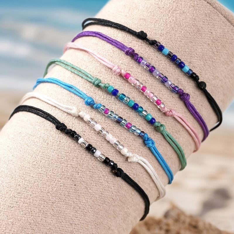 7Pieces Handmade Colorful Woven Bracelets Adjustable Size Wristband for Fashion Enthusiasts and Unique Style Lovers