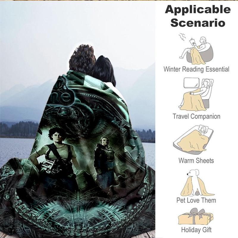 Custom Name Blanket Alien Fire Blanket Bedding Blanket for Travel, Camping, Living Rooms, Offices, Sofas, Fan Christmas gift