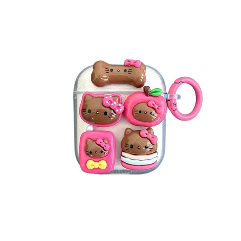 Pink Cartoon Kt Cat Apple Bluetooth Headset Case Protective Case For Airpods4 Transparent 1/2 Generation Pro3