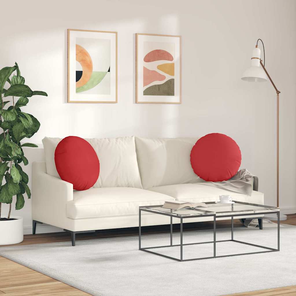 Seat Cushion 2 Pcs Red Ø50 X 19 Cm Fabric