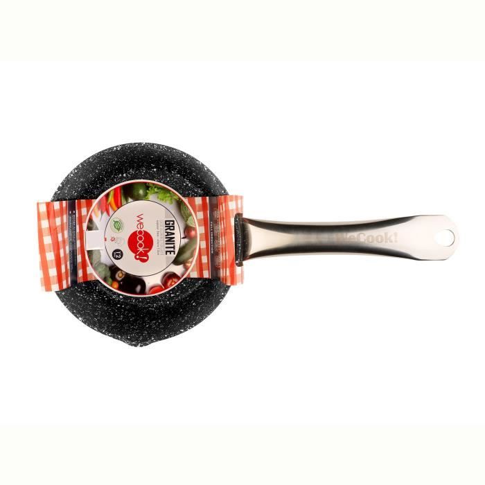 Casserole - WECOOK - Granite Noir - 20 cm - Aluminium Forgé - Antiadhésif Écologique