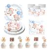 12Pcs Cupcake Top Decoration Cartoon Bear Theme Paper Cake Picks Ornament for Birthday Wedding Holiday Table Setting