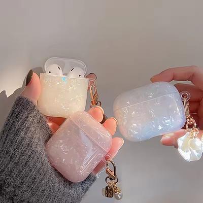 Dreamy Pearl Shell Soft Case with Keychain For AirPods 4 Airpods 3 2 1 Pro 2 Wireless Earphone Accessories Headphone Box Cover