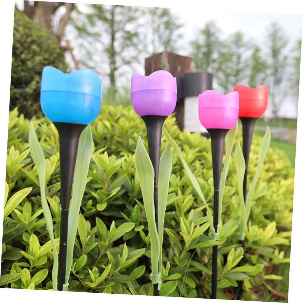 balacoo Garden Solar Lights Decorative 5pcs Tulip Design Solar Lawn Light Solar-Powered Ground Lamps Led Stake Lights for Outdoor Night Lighting
