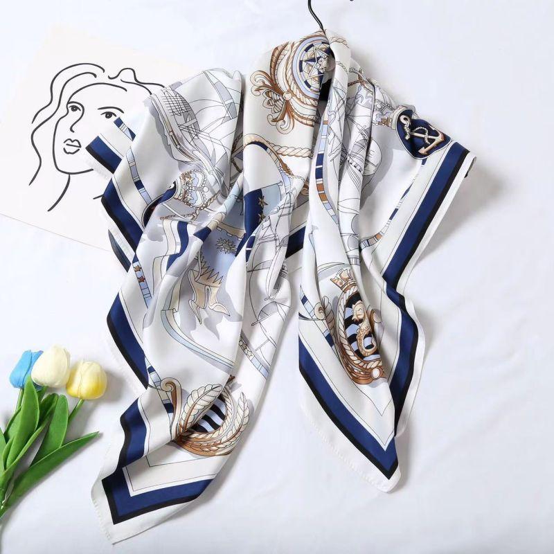 Versatile Shawl Animal Print Black And White Simple Large Square Scarf 90 * 90Cm Simulated Silk Twill Silk Women'S Silk Scarf