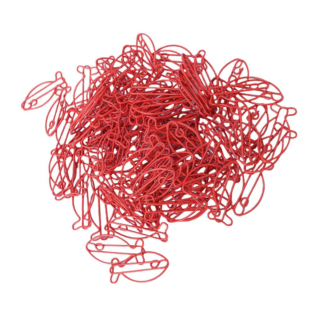 100 Pcs Fish Paper Clips Red Cute Metal Paperclips Decorative Bookmark Clips Document for School