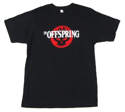 Officially Licensed The Offspring Flame Skull Logo Mens Black Offspring 100% Cotton T-shirt Mens Womens Tees Top