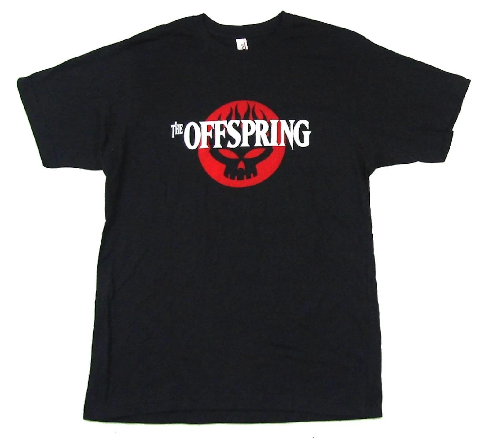 

Officially licensed The Offspring Flame Skull Logo Mens Black Offspring 100% Cotton T-shirt Mens Womens Tees Top 4XL