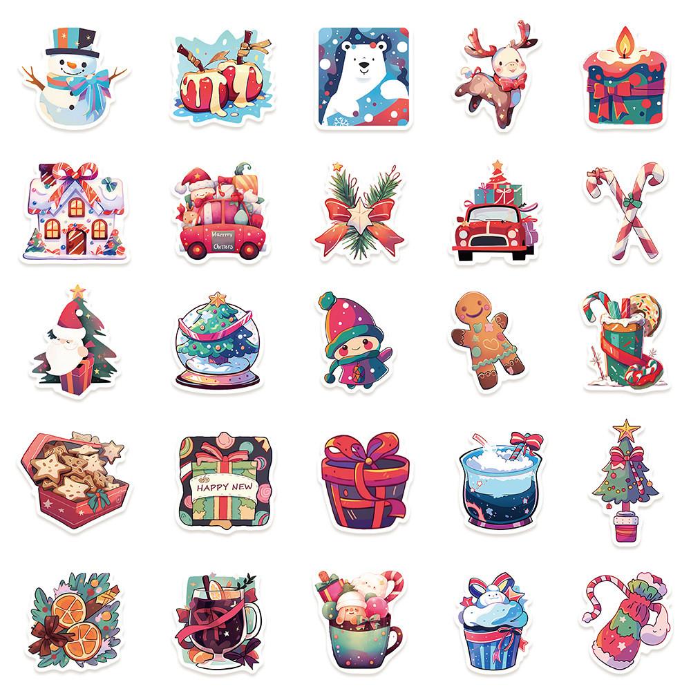 50-Piece Christmas Fun Gift Stickers (Santa Claus Design) - Waterproof Graffiti Decals for Computers, Notebooks, Phone Cases