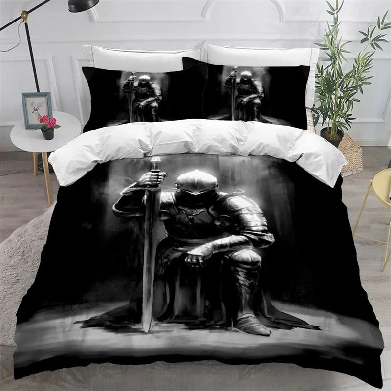

3D Print Holy Knights Bedding Set,Duvet Cover Comforter Bed Set Quilt Cover Pillowcase,King Queen Twin Size Boys Girls Adults Tool 135x200cm 2pcs