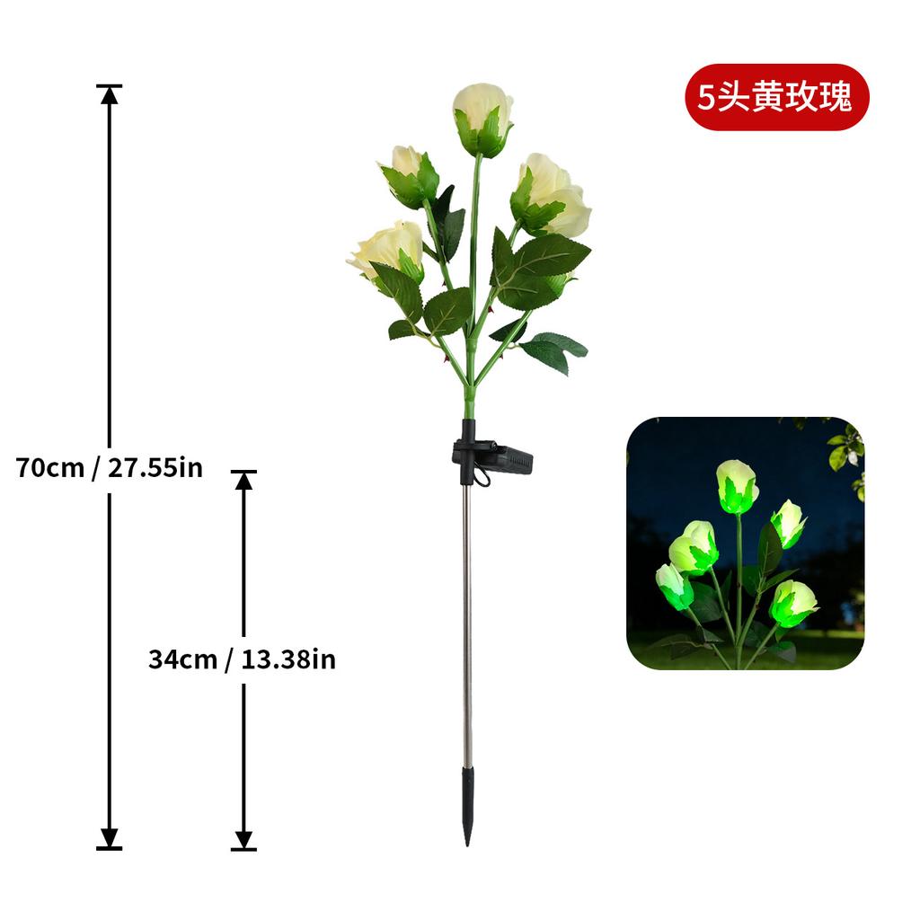 JYL TS/128,Simulation Rose Solar Charging Ground Stake Lawn Light Rosa Lamp for Garden Decor Night Lamp