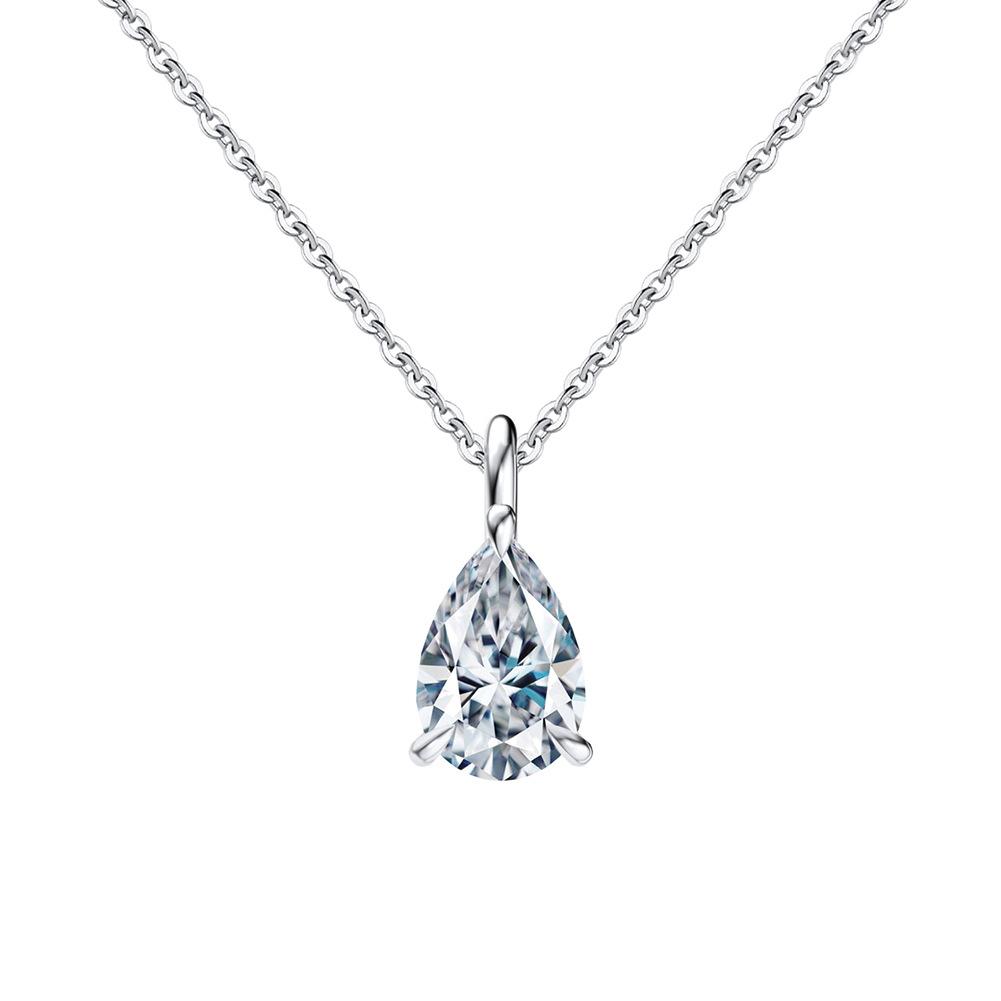 Washeng Jewelry Water Drops Pear-Shaped Pendant Cross Chain Women's 14K Gold Plated 925 Sterling Silver Zircon Necklace Cross