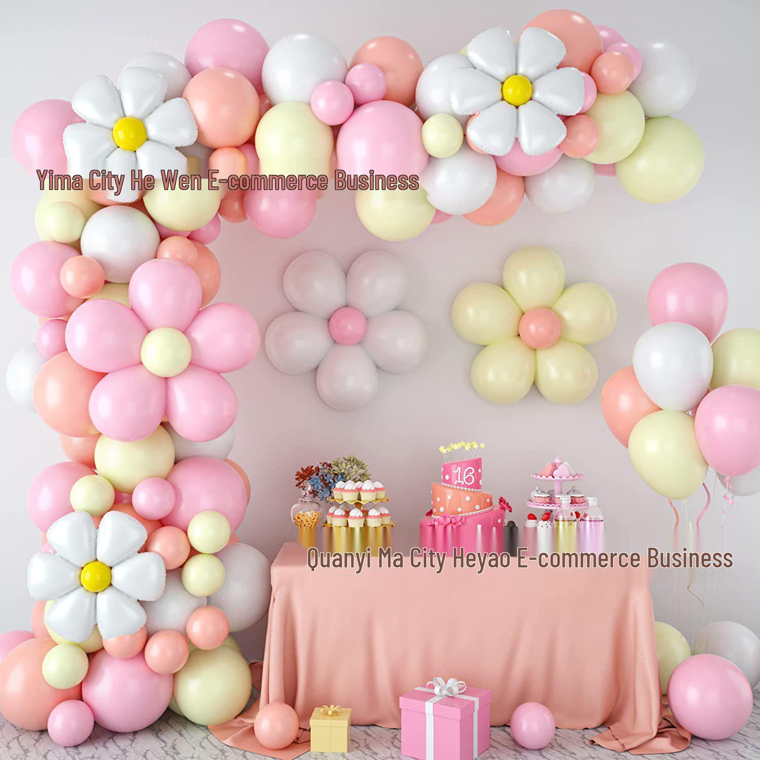 

Набор латексных гирлянд из макаронс и шаров-ромашек для свадеб и дней рождений