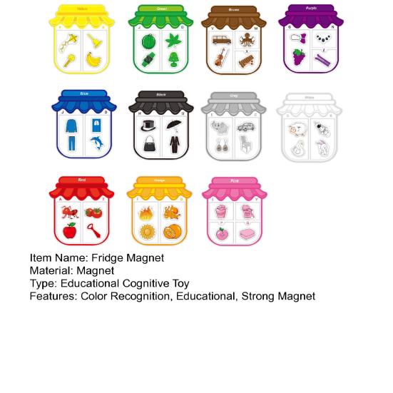 1 Set Colorful Jar Fridge Magnet Food Fruit Animal Clothes Jewelry Recognition