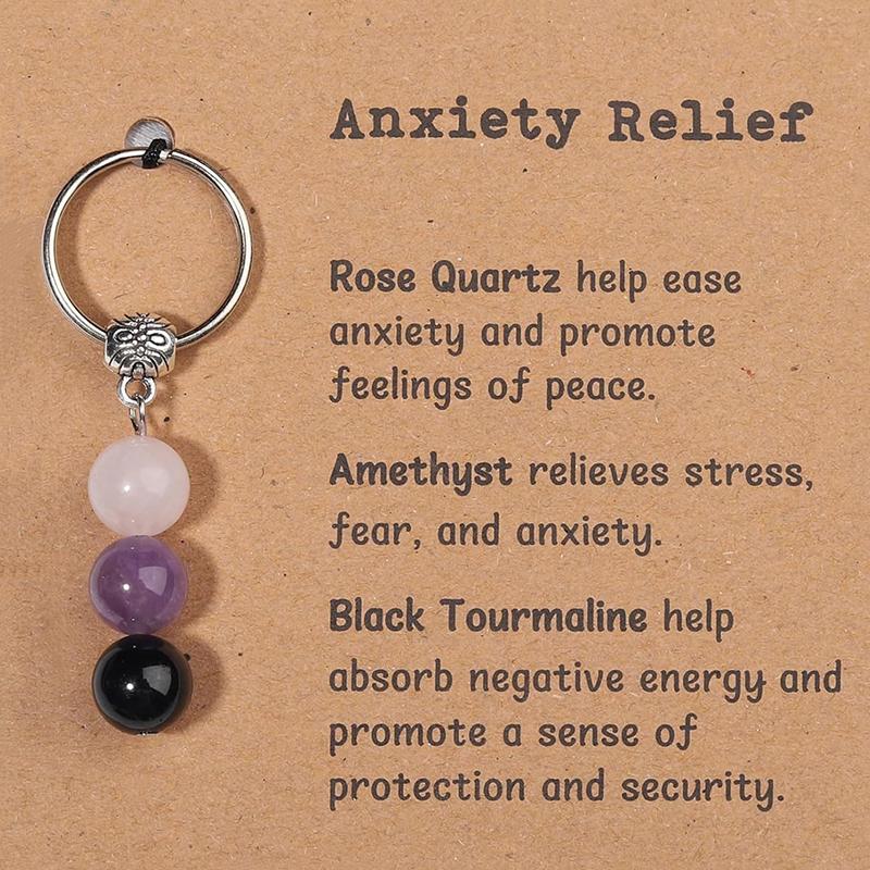 Natural Crystals Keychain Gift For  Beginnings Small Healing Stones Keychain For Anxiety Relief. Healing Crystals