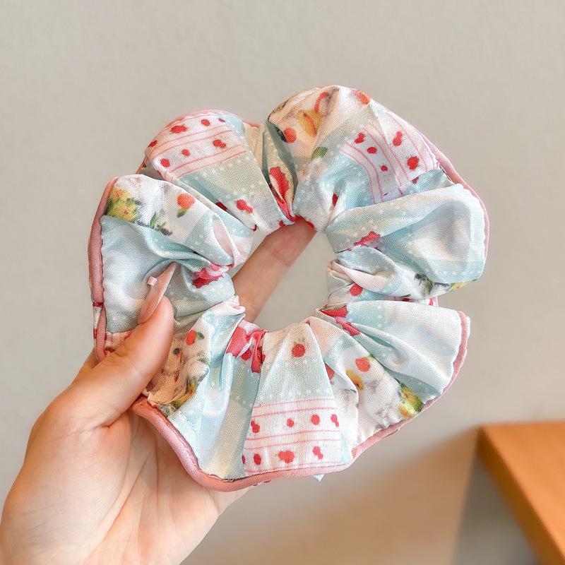 Korean Style Spring/Summer Floral Intestine Hair Scrunchie for Women – Elegant Ponytail Tie and Mori Girl Accessory.