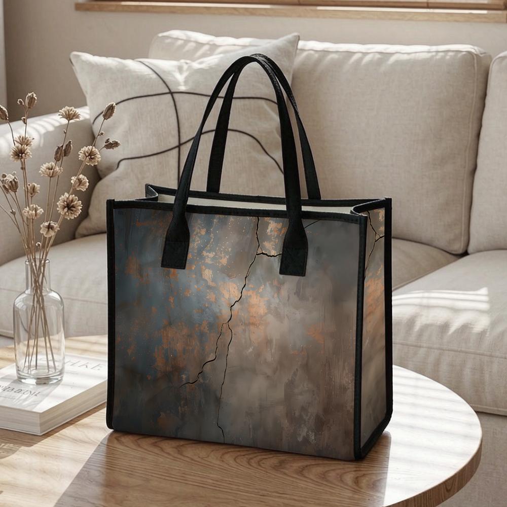 Vintage Abstract Pattern Tote Bag for Daily Commute Casual Shopping Portable Durable Canvas Handbag