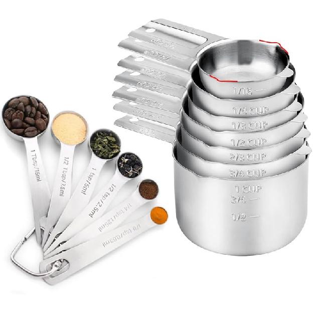 Measuring Cups Set of 7, Stainless Steel Stackable Nesting Heavy Duty Measuring Cups,Perfect for Dry and Ingredients,Nesting Measuring Cups for