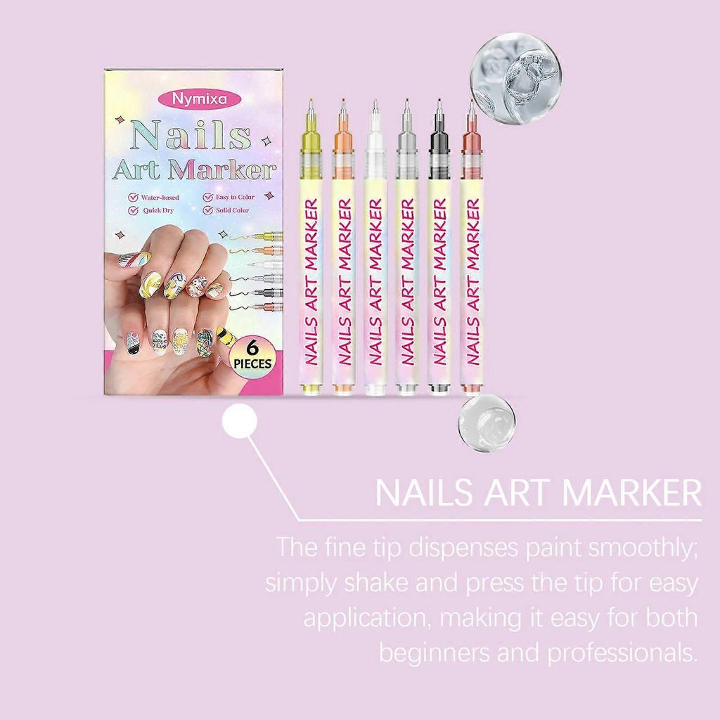 Nail Art Graffiti Pen Diy Painting Fine Tip Graffiti Easy To Operate, No Smudging, Long-Lasting, Bright Colors