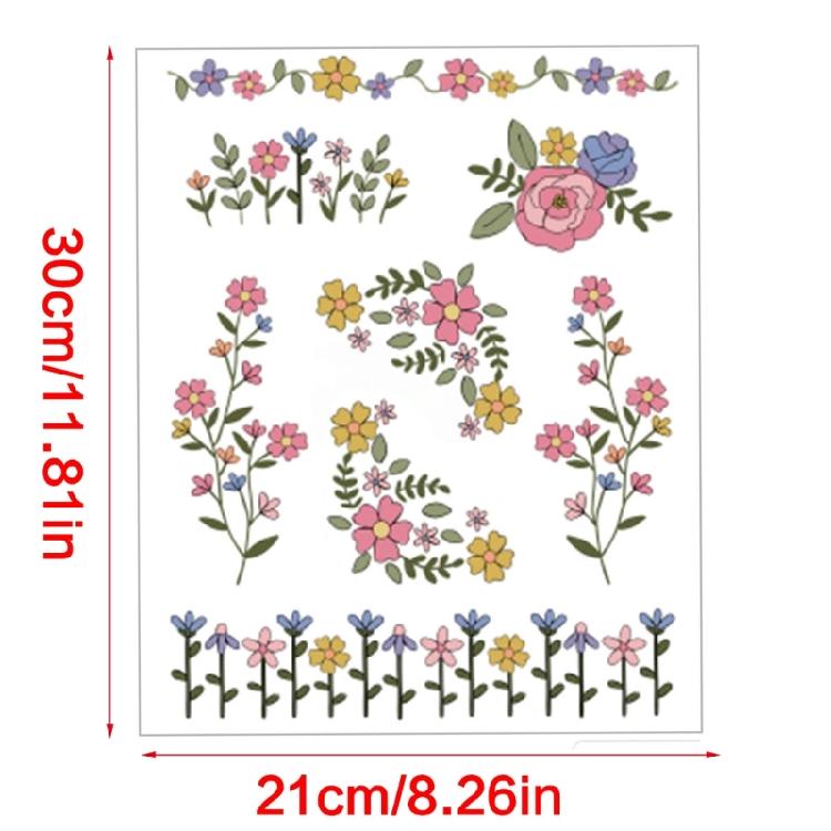 Quick Craft Stencil For Textile Art Reusable Florals Designs On Tear Resistant Embroidery Paper