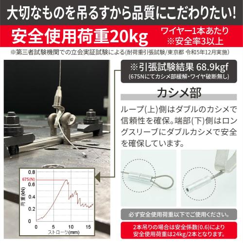 Nesect Picture Rail Wire Set, Stainless Steel, with Sliding Hooks and Adjustable Height, Strength Tested in Japan, Designed in Japan (0.5m, 5 Wires)