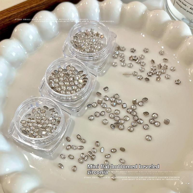 Mixed Zircon Nail Rhinestones Shiny Nail Diamond Flat Nail Gems Glass Stones Nails Decoration Nail Charm Diy Manicure Art