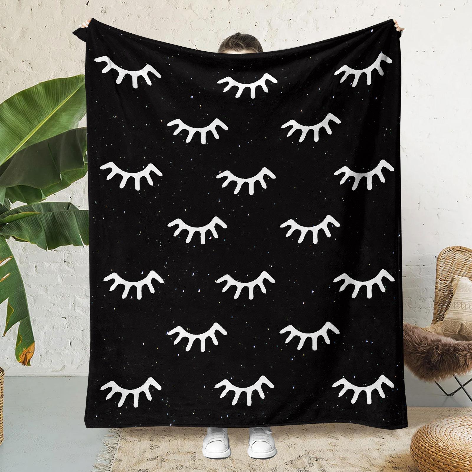 1pc Eyelash Flannel Air Conditioning Wool Blanket Digital Printed Blanket Sofa Cover Blanket Home Leisure 130x100
