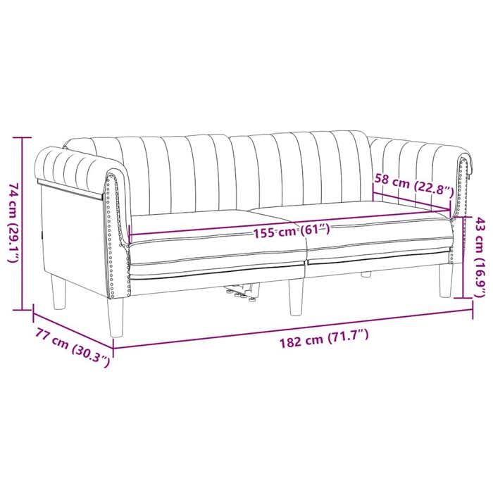 VidaXL Canapé à 2 Places, Siège avec Accoudoirs et Dossier, Canapé Rembourré avec Pieds, Meuble de Salon, Moderne, Marron 372584