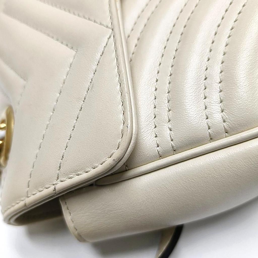 [Pre-Owned] Gucci GG Marmont Matelassé Mini Bag 'White' - Good #AX1QVC