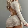 Women Color Neck Swimsuit with Half Skirt Cover Up, Sexy Slimming Swim Dress Beachwear