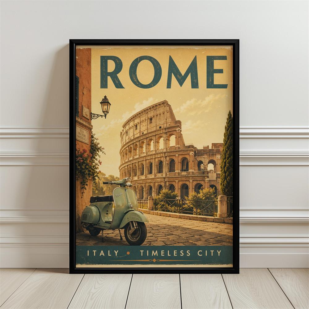 Colosseum Wall Art Print Sunset in Rome Warm Tones Art Poster Vintage Colosseum Poster Retro Rome Wall Decor Canvas Painting 21X30CMNo Framed