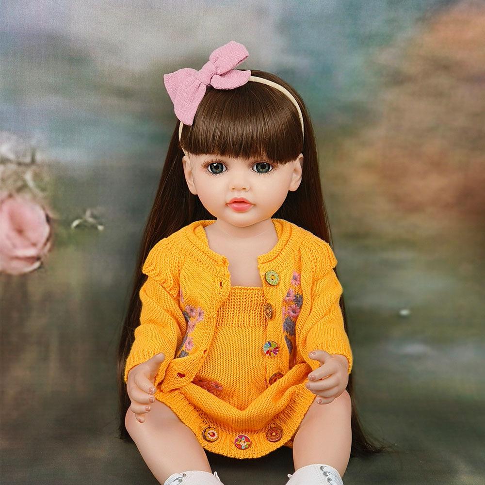 Adorable Betty Reborn Toddler Doll for Age 3+ Years Old Girl 22'' 55CM Silicone Full Body Long Pasted Hair Princess Realistic Newborn Baby Doll Toys