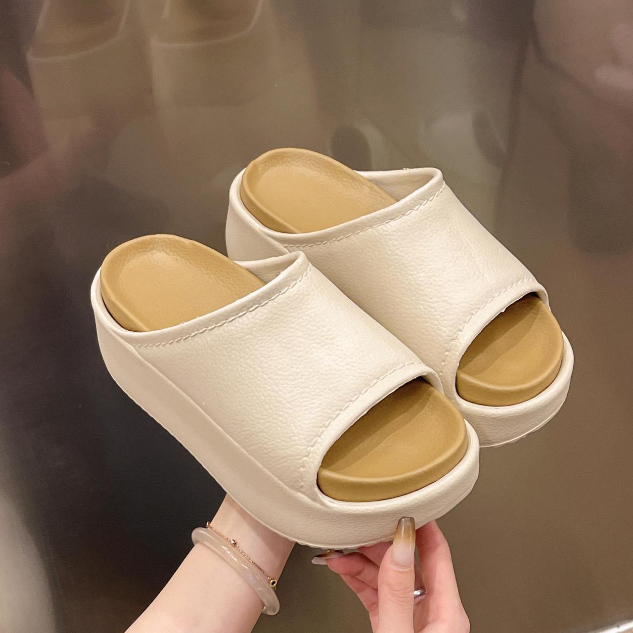 

Fashion Summer Beach Thick Sole Eva Slippers Women Thick Platform Indoor Home Slides Woman Lightweight Non Slip Bathroom Flip Flops 2025 40-41 хаки