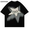 Summer T Shirts Star Splicing Harajuku Streetwear Tees Man Woman 2024 Fashion Casual Loose Cotton Hip Hop Y2K T-shirt Tops