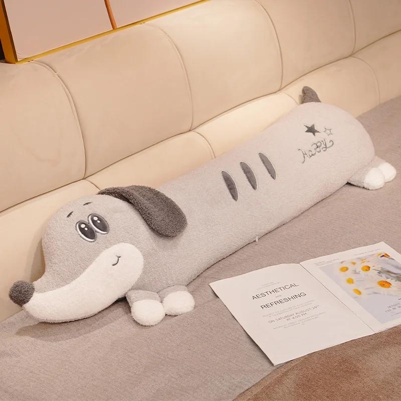 Cute Cartoon Smile Dachshund Plush Toys Cozy Fluffy Puppy Throw Pillow Warm Soothing Sleeping Pillow Lovely Bedroom Decor