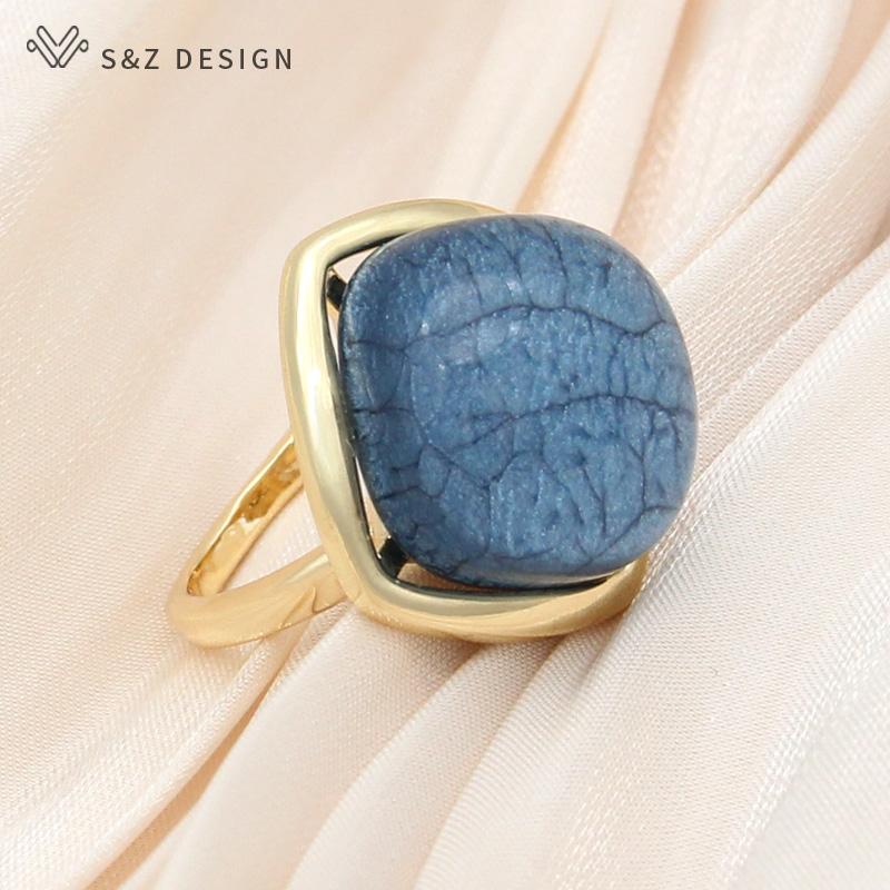 Moda champanhe ouro cor redimensionável anéis de resina quadrada para mulheres menina festa de casamento personalidade simples joias presente