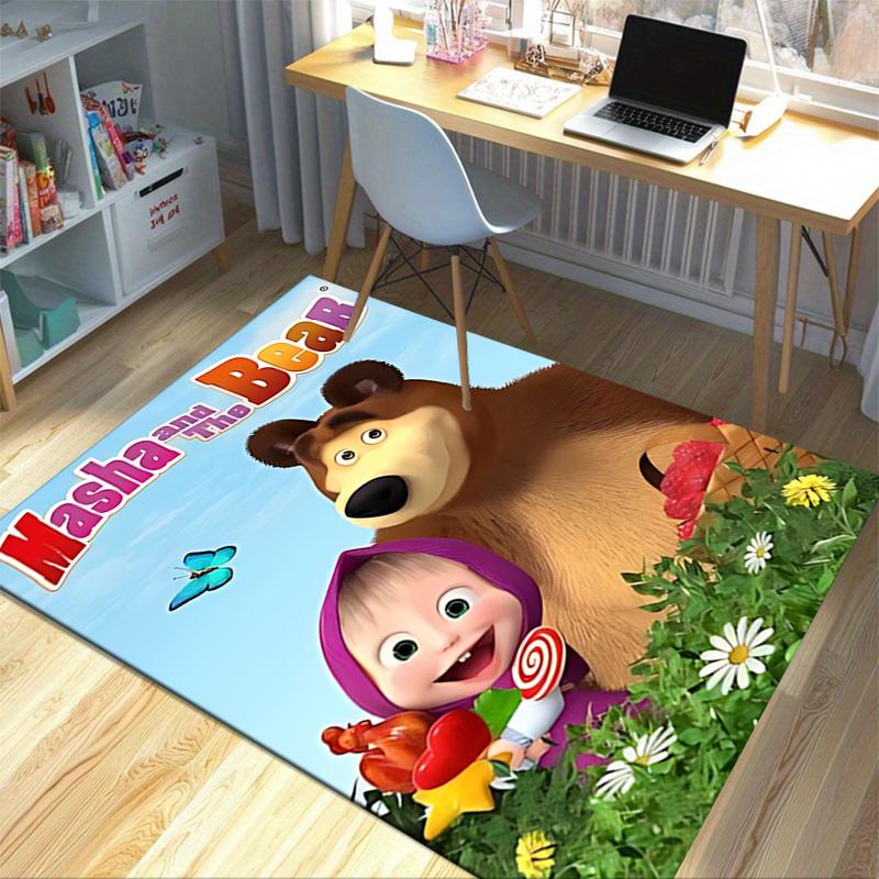 Masha Bear Adventure Carpet For Playroom Bedroom Living Room Sofa Home Decorkids Game Area Rug Nonslip Floor Mat