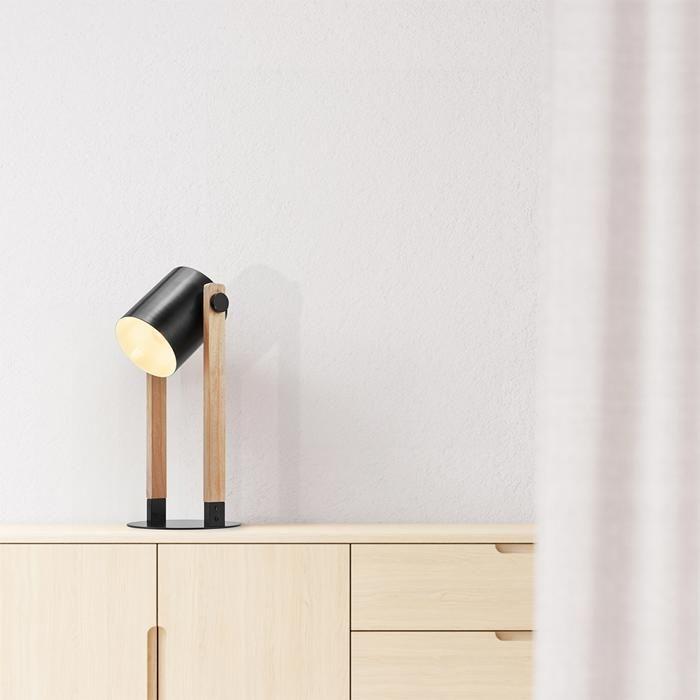 Lampe de table métal et bois 23W IP20 E27 Diam 120mm
