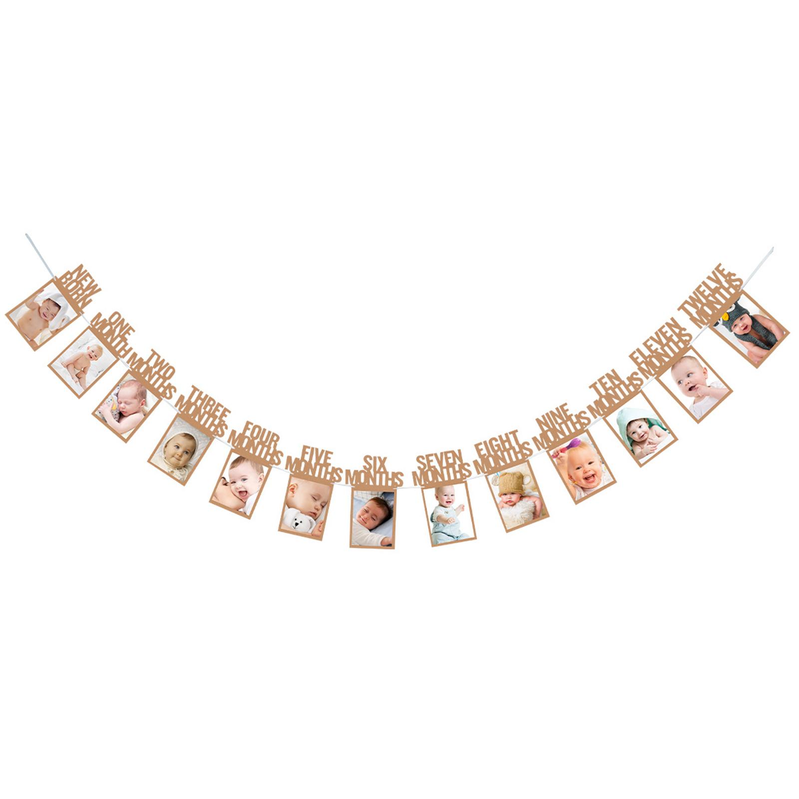 

12 месяцев фоторамка баннер с днем рождения украшение первый мальчик девочка вечеринка бумажная гирлянда ребенок мой первый один год флажки хаки